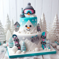 FUN WINTER SNOWBOARDING THEME  KIDS BIRTHDAY CAKE