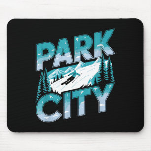 Fun winter sport skiing adventure, park city ski mouse pad