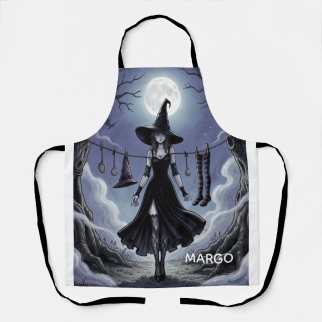 Fun Witch & Washing Line Apron (Front)