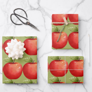 Fun with Fruit Red Apple Wrapping Paper Sheet