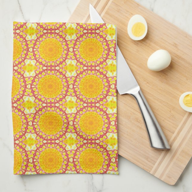 Fun with orange and red tea towel (Quarter Fold)