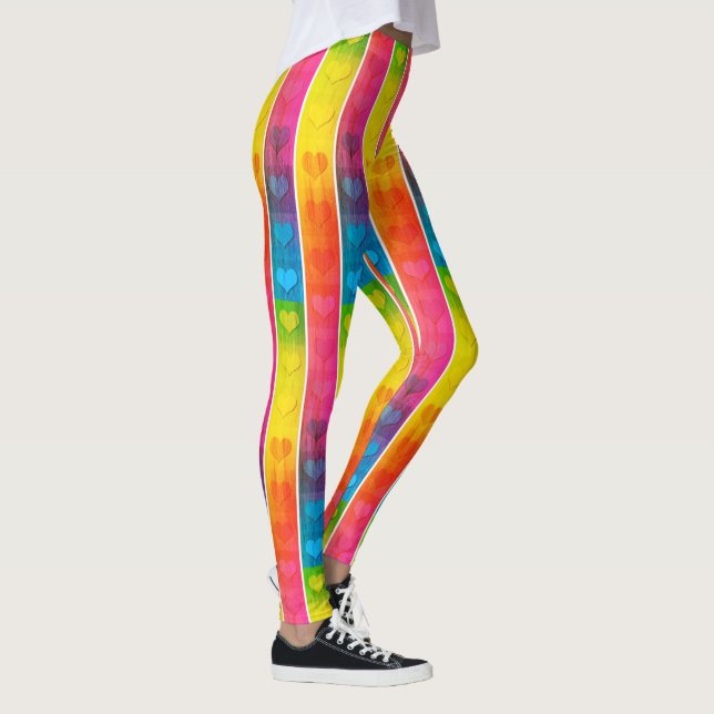 [Fun with Stripes] Pattern #6c  Rainbow Hearts  Leggings (Right)
