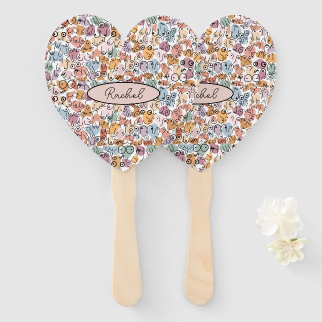 fun woman feminist hand fan (Front and Back)