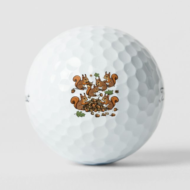 "Fun Woodland Squirrel Illustration" Golf Balls (Front)