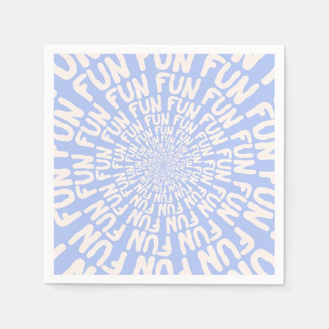 Fun word repeating spiral cream lilac purple napkin (Front)