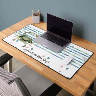 Fun "Working for the Beach House", Watercolor Crab Desk Mat