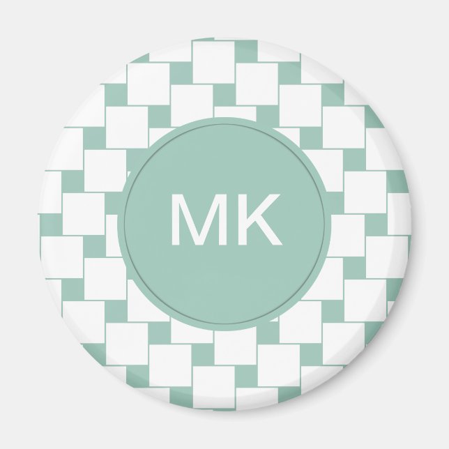 Fun Woven Squares Mint Green Magnet (Front)