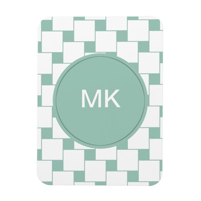 Fun Woven Squares Mint Green Magnet (Vertical)