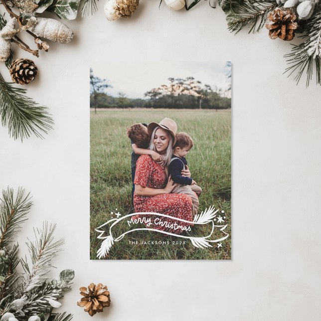 Fun Written Merry Christmas on a drawn Ribbon Holiday Card (Creator Uploaded)