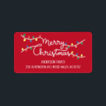 Fun Xmas Lights Merry Christmas Address Label<br><div class="desc">Cute xmas lights Merry Christmas font set on a festive red background .</div>