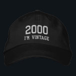 Fun Y2k Cap, Humour Vintage Style Baseball Cap<br><div class="desc">A fun sports cap with the text "2000 I'm Vintage".  Makes a fun gift for anyone.</div>