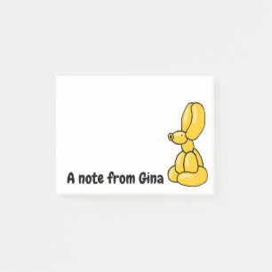 Fun yellow balloon bunny rabbit post-it notes