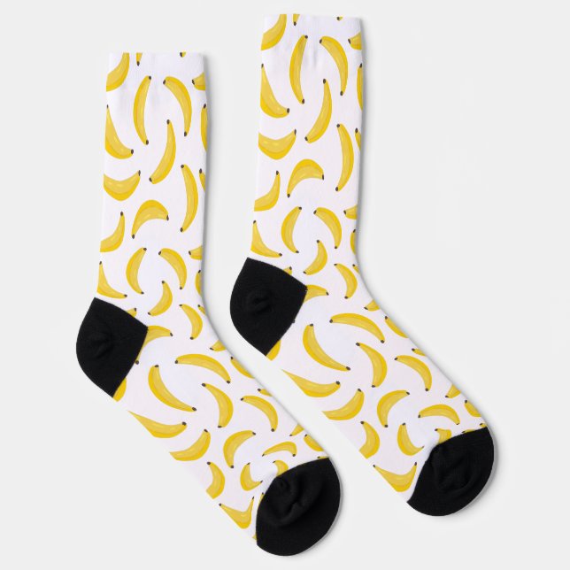Fun Yellow Banana Illustration Pattern Socks (Right)