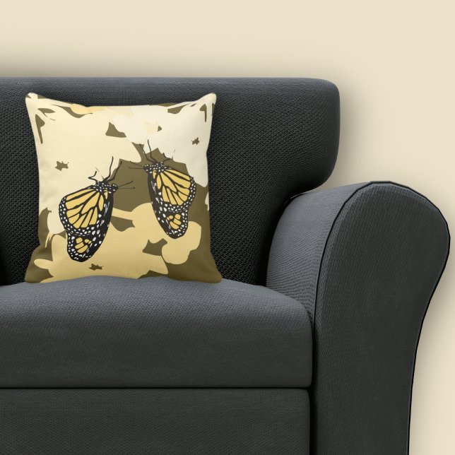 Fun Yellow Butterfly Pair Cushion (Fun Yellow Butterfly Pair Throw Pillow)