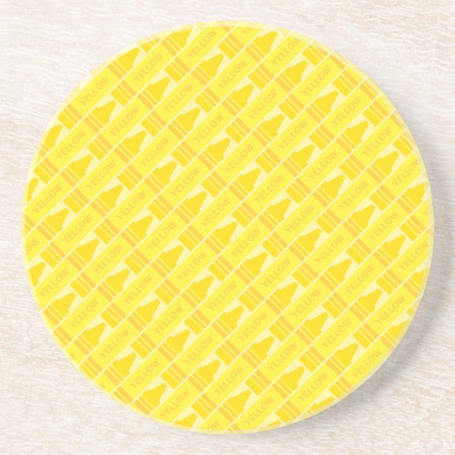 Fun Yellow Crayon Pattern Coaster (Front)