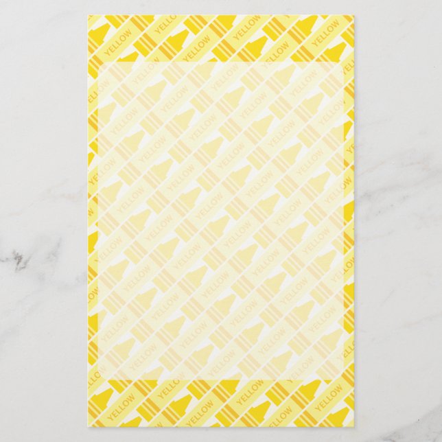 Fun Yellow Crayon Pattern Stationery (Front)