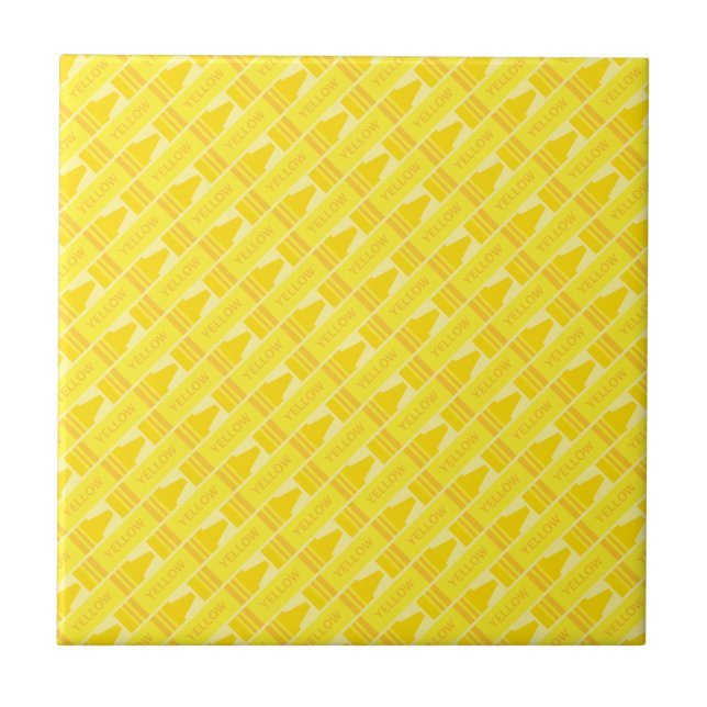 Fun Yellow Crayon Pattern Tile (Front)