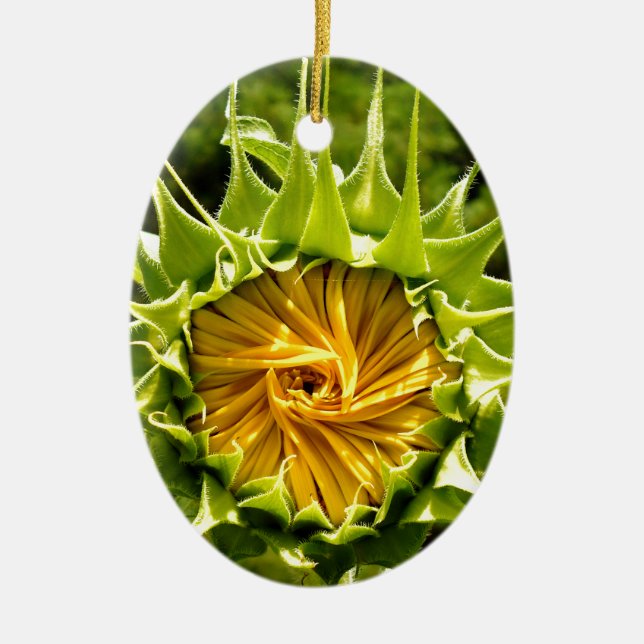 Fun yellow floral Sunflower Ceramic Tree Decoration (Front)
