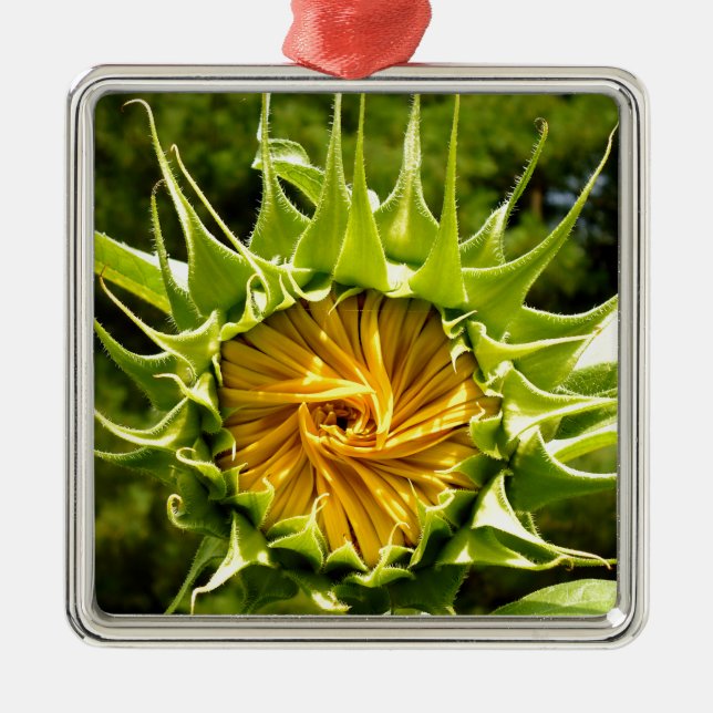 Fun yellow floral Sunflower Metal Tree Decoration (Front)