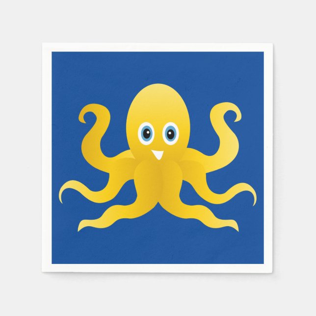 Fun yellow octopi napkin (Front)