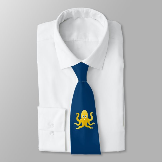 Fun yellow octopi tie (Tied)