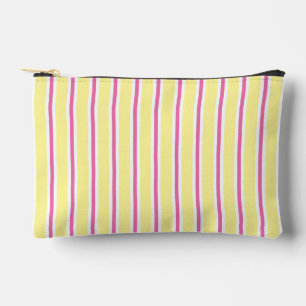 Fun Yellow, Pink & White Striped Accessory Pouch