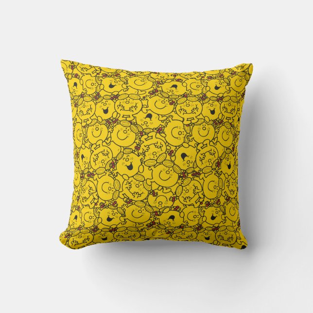 Fun Yellow Smiles Pattern | Monogram Cushion (Front)