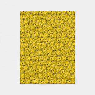 Fun Yellow Smiles Pattern   Monogram Fleece Blanket