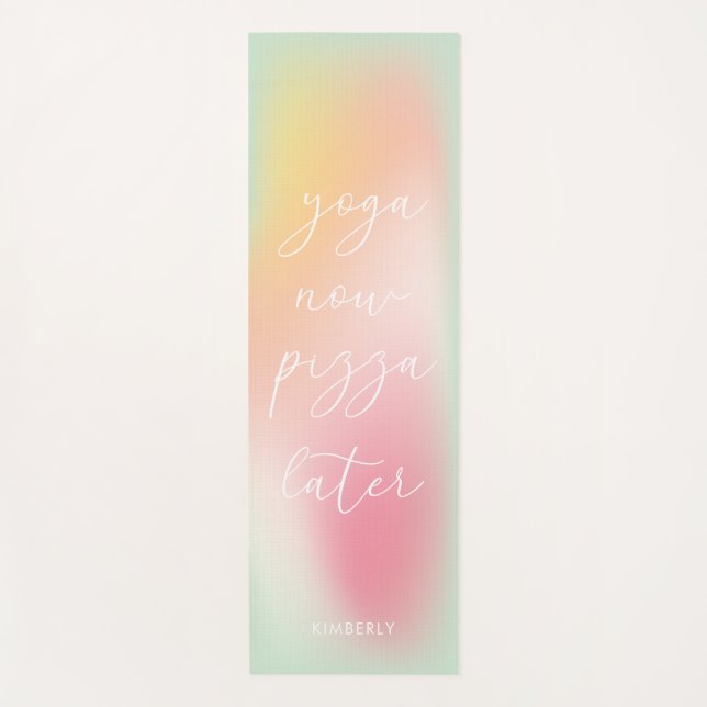 Fun Yoga Now Pizza Later Pastel Gradient Ombre  Mat (Front)
