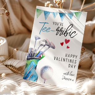 Fun You're Tee-rrific Golf Theme   Valentines Day Holiday Card