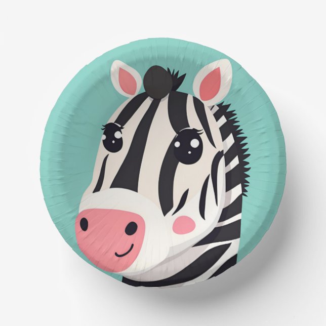 Fun Zebra Face safari Wild jungle Birthday Party Paper Plate (Front)