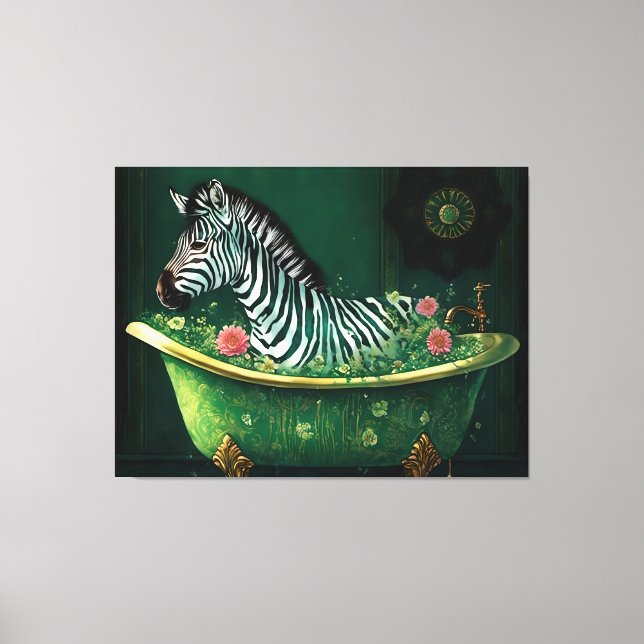 Fun Zebra in a Bathtub Canvas Print (Front)