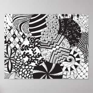 Fun Zendoodle Circle Patterns Poster