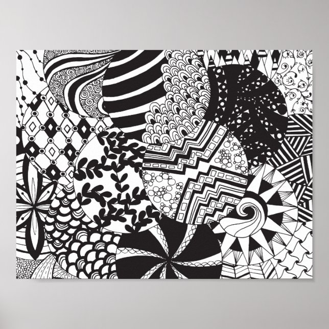 Fun Zendoodle Circle Patterns Poster (Front)