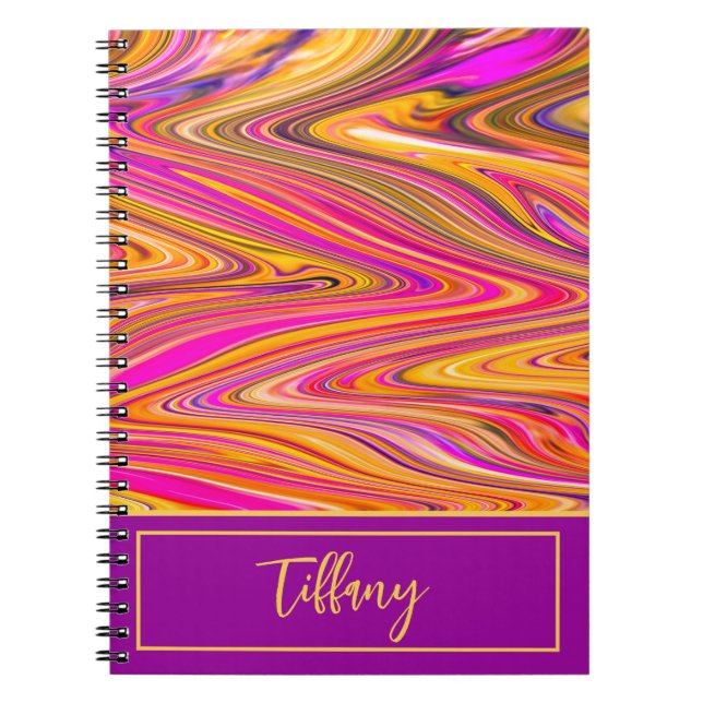 Fun zigzags of pink, yellow and purple abstract  notebook (Front)