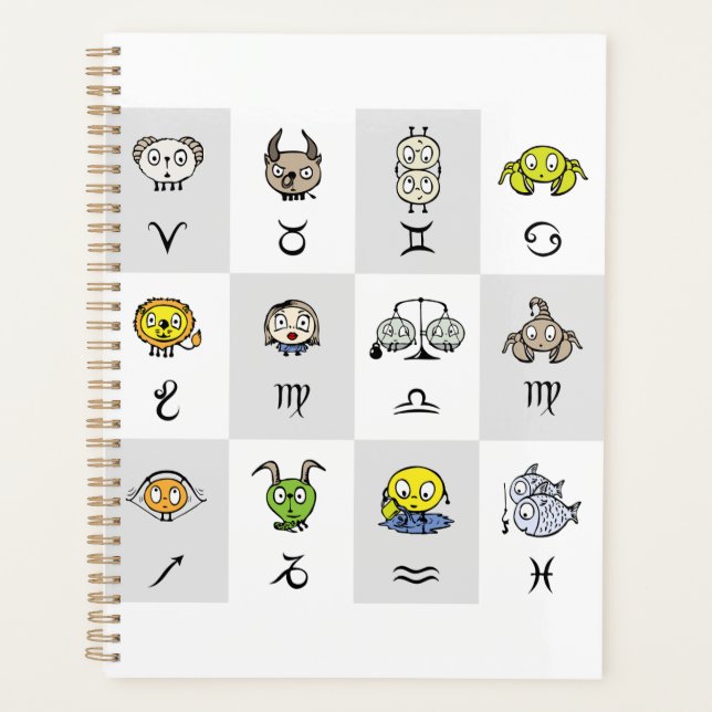 Fun Zodiac Astrological Characters Planner (Front)