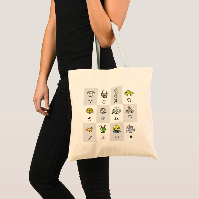 Fun Zodiac Astrological Characters Tote Bag (Creator Uploaded)