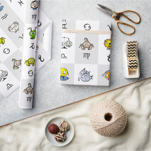 Fun Zodiac Astrological Characters Wrapping Paper