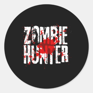 Fun Zombie Hunter Design For Boys Girls Halloween Classic Round Sticker