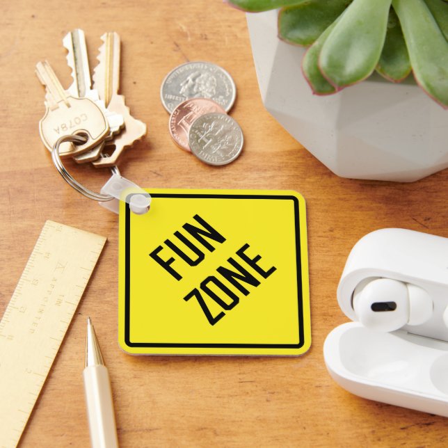 Fun Zone Metal Square Keychain (Desk)