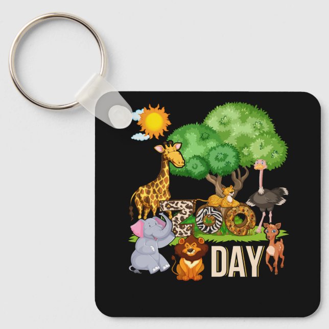 Fun Zoo Day Cute Animals School Field Trip Safari  Key Ring (Front)