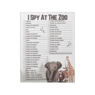 Fun Zoo Explorer Scavenger Hunt Notepad