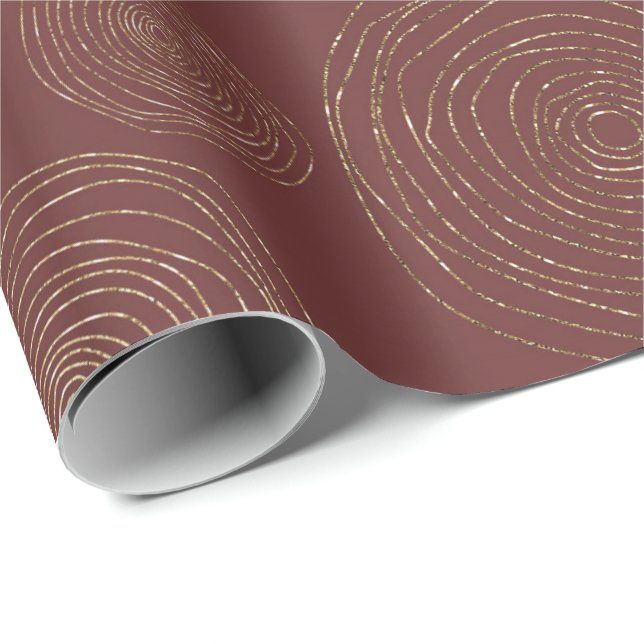Funcky Spirale Golden Circles Burgundy Maroon Wrapping Paper (Roll Corner)