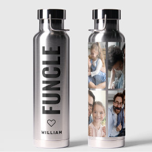 Funcle Fun Uncle Custom Name Modern Chrome Water Bottle
