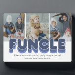 Funcle Funny Cool Uncle Photo Plaque<br><div class="desc">Funny uncle photo plaque featuring 3 family pictures for you to replace with your own memories,  the saying "funcle",  and the kids names.</div>