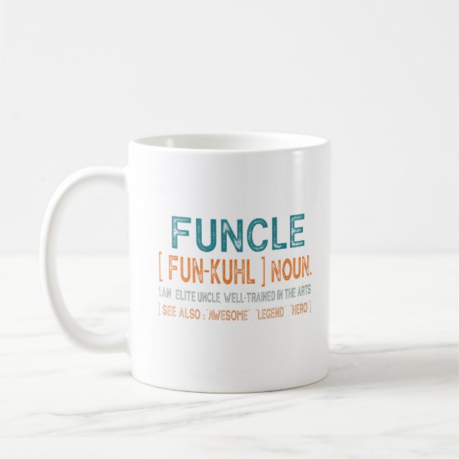 Funcle Funny Uncle Definition, Awesome Legend Hero Coffee Mug (Left)