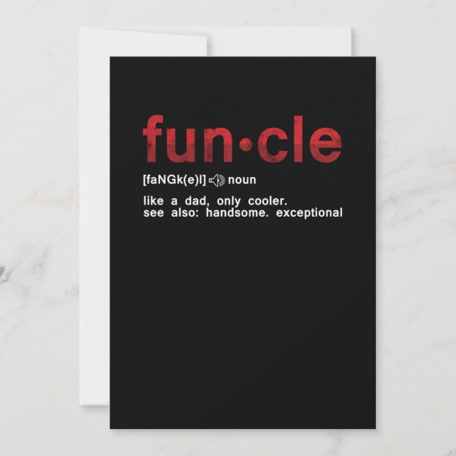 Funcle Funny Uncle Family Member Best Uncle Gift Invitation (Front)