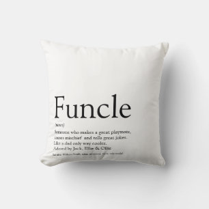 Funcle, Uncle Definition Modern Black and White Cushion