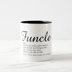 Funcle, Uncle Definition Script Black and White Two-Tone Coffee Mug