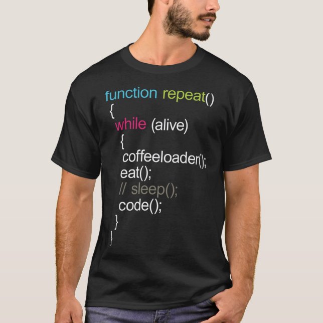 Function Repeat Coffeeloader Eat Sleep Code T-Shirt (Front)
